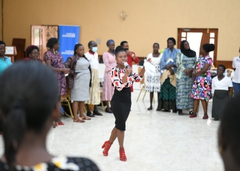 Annet Nakaliti, UN Women Uganda Monitoring and Evaluation Officer, takes the women’s movement participants through an exercise on the third day of the workshop (Photo: UN Women /Eva Sibanda)