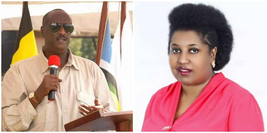 A collage of Gen Salim Saleh and Sarah Kagingo