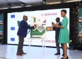 Mr. Felix Okoboi (L), Chair of the aBi Board, Mr. Grace Jethro Kavuma ( C) Director at aBi and Ms.Mona Muguma-Ssebuliba ( R) , aBi CEO, at the launch of the UGX 7.5 billion Green Challenge Fund for Climate Change which focuses on supporting SMEs and farmers to increase their resilience to climate change and climate variability; climate mitigation actions to reduce or limit Green House Gas emissions; stronger local environment, including soils, ecosystems and bio-diversity. The Fund was launched at Kampala Serena Hotel today, 19th July 2022