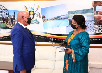 Gen JejeOdongo, Foreign Affairs Minister received credentials from Ms. Pauline Chiwangu, the incoming UN Women Country Representative to Uganda.