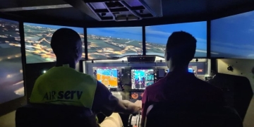 The flight sim is at Air Serv’s offices in Entebbe, where the non-profit organization has established a pilot training facility.