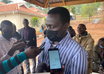Dr. Senfuka speaks to reporters after he floored Bukomansimbi District bosses (PHOTO /Courtesy)