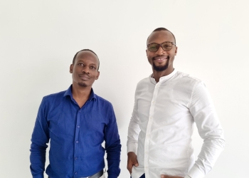 CEO & Founder of Xente Tech, Mr. Allan Rwakatungu (Left) poses for a photo with COO & Co-Founder of Xente Tech, Mr. Francis Nkurunungi (Right)