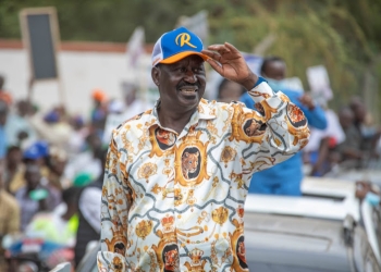 Azimio presidential candidate Raila Odinga durng Azimio at a past campaign rally (PHOTO/Courtesy)