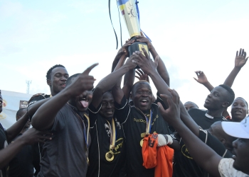 Busoga Cup 2022 Champions Bukhooli-Namayingo FC celebrates its 1-0 win against Kigulu FC. They won a trophy and Ugx.10M courtesy of MTN Uganda