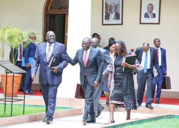 Kenya President William Ruto (front right) with some of the Cabinet ministers on Tuesday
