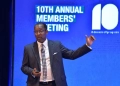 Richard Byarugaba speaks at the meeting.