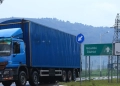 A truck at the Uganda-Rwanda border.