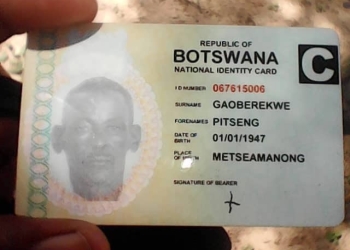 ID card of Pitseng Gaoberekwe, who lived in the CKGR all his life, moved out of the reserve to be near his children towards the end of his life, and whose family are now forbidden from burying him back in the CKGR, in accordance with his dying wish. © Survival