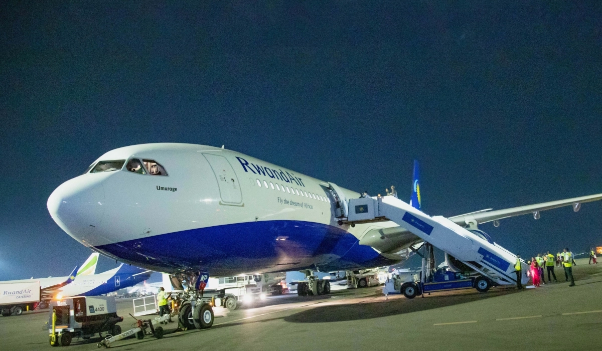 RwandAir's airplane at Kigali International Airport. The national carrier will, effective November 6, launch direct flights to London Heathrow. File