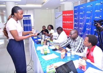 The Rising Woman Panel - UIA's Eria Kaweireku, dfcu Bank Manager Women in Business and Special Programs Ruth Asasira, NMG's Carol Alyek Beyanga, Chairman of the Panel CPA Prof. Kaawaase and Josephine N Mukumbya, the ED of ADC.JPG