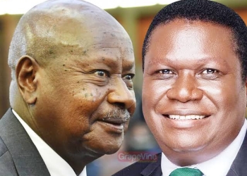 President Museveni and Justice Minister, Nobert Mao (PHOTO/Courtesy)