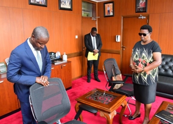 Dr. Miriam Matembe prayed for Deputy Speaker of Parliament Thomas Tayebwa (PHOTO/Courtesy)