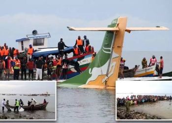 Photos showed the plane, which was headed to Bukoba Airport, mostly submerged in the lake. Precision Air is a Tanzanian airline company."We have managed to save quite a number of people," Kagera province police commander William Mwampaghale told journalists.