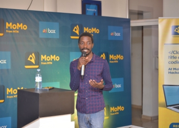 Michael Francis Kalyango and his co-developer emerged third with their M-pay app in the MTN MoMo Hackathon.