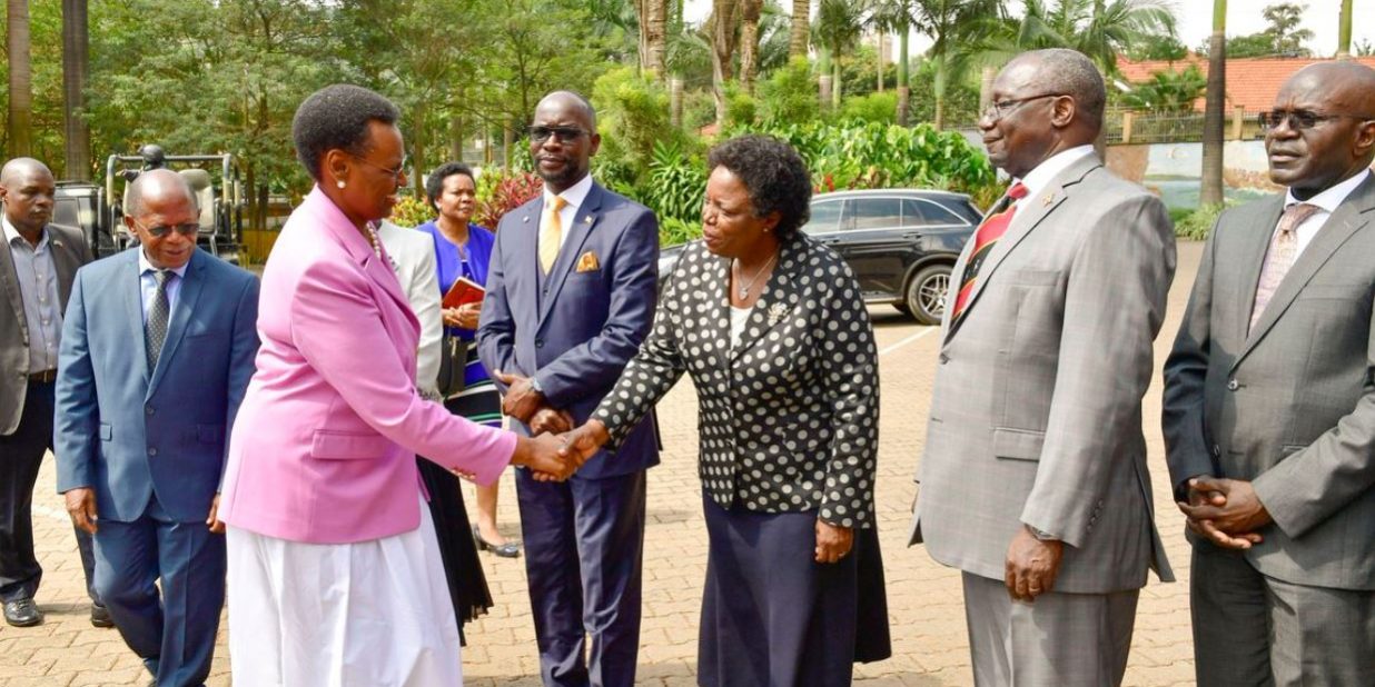 Education Minister interacts with UNEB officials (PHOTO/Courtesy).