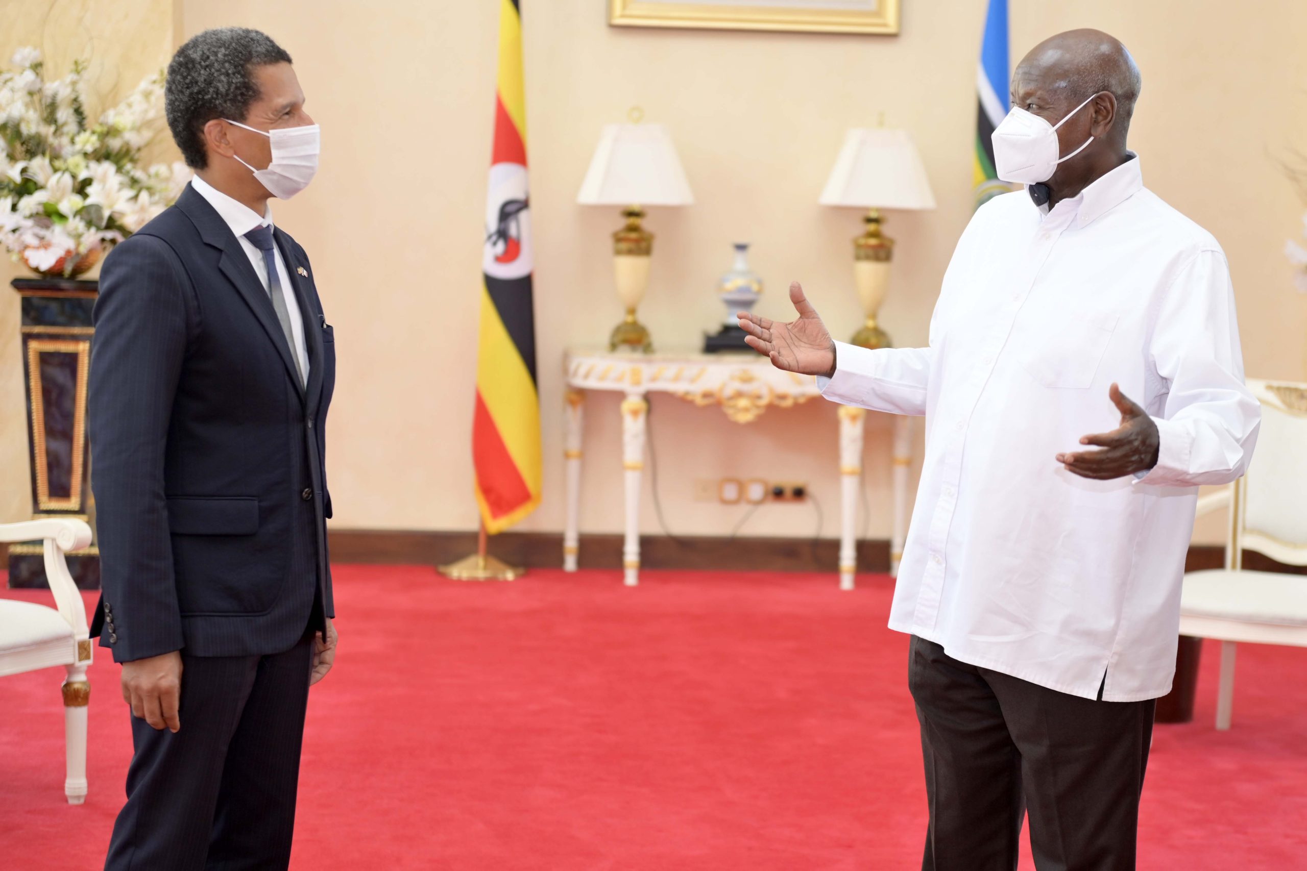French Ambassador to Uganda H.E. Xavier Sticker presents credentials to President Museveni at State House Entebbe (PHOTO/Courtesy)