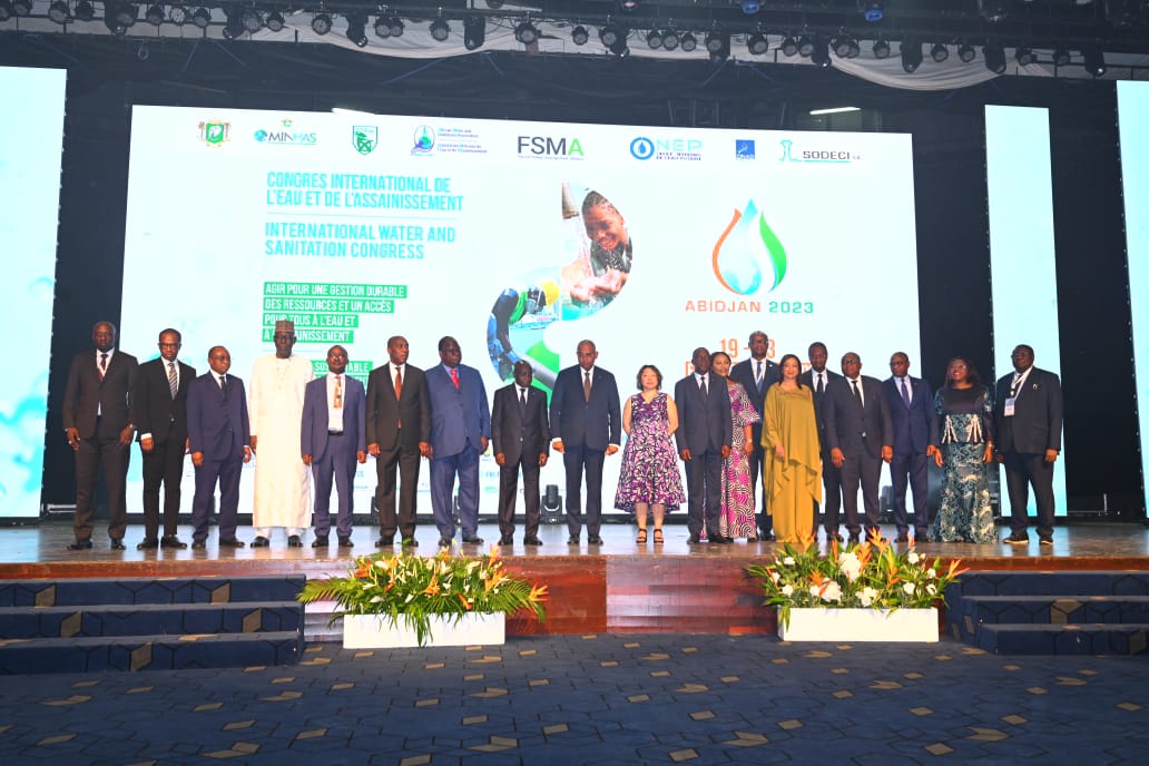 AFWA President Dr. Eng Silver Mugisha, Ivorian Prime Minister, Cabinet Ministers, Ivorian Water and Sanitation sector key players and International Partners at the opening ceremony