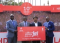 The katikiro of Buganda, Owek. Charles Peter Mayiga (2nd L), Manoj Murali (2nd R), Airtel Managing Director, Owek.Robert Waggwa Nsibirwa(R), Buganda Kingdom Finance Minister, Owek. Sekabembe Henry(L), Minister of Sports in the Buganda Kingdom at the launch of the 2023 Kabaka Birthday Run held today 9th March 2023 at Bulange-Mengo. The run is scheduled to take place on Sunday 16th April 2023, and will be flagged off by Kabaka Ronald Muwenda Mutebi II, under the theme “The fight to end HIV/ AIDS by 2030.”