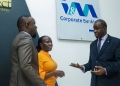 L- R Joseph Fetaa, Head of Products and Channels, Annette Nakiyaga, Head of Marketing and Corporate Affairs and the Acting Managing Director, Sam Ntulume