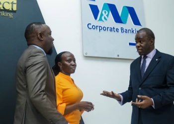 L- R Joseph Fetaa, Head of Products and Channels, Annette Nakiyaga, Head of Marketing and Corporate Affairs and the Acting Managing Director, Sam Ntulume