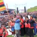 Kabaka Ronald Muwenda Mutebi II flags off the runners at Lubiri Mengo on Sunday, 16th April 2023