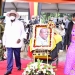 President Yoweri Museveni and his wife Janet Museveni after laying a wreath
