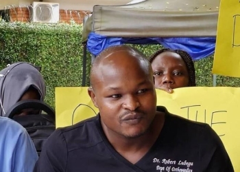 Dr Robert Lubega, the Representative of the Senior House Officers at a Press Conference on sunday