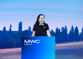 Sabrina Meng speaking at MWC Shanghai 2023