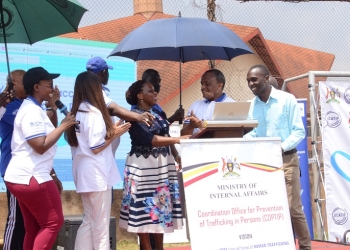Lt . Gen Joseph Musanyufu (Permanent Secretary Min of internal Affairs) with other stakeholders launching the online Directory of Service Providers on Sunday.