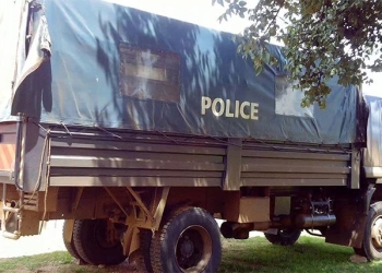Police truck which was being driven by the dismissed Corporal. (Courtesy Image)
