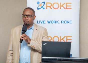 Michael Mukasa, Roke Telkom Chief Commercial Officer giving his remarks during the workshop