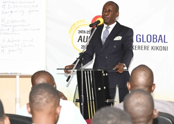 NRM Vice Chairman Eastern Region Mike Mukula talking to the youth  during the National Students and Youth Leaders Empowerment Summit on 24th August 2023. Photo by PPU/ Tony Rujuta.