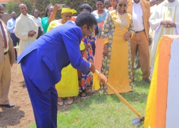 Minister Jim Muhwezi at the ground breaking ceremony.