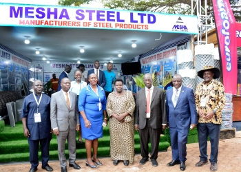 Vice President Jessica Alupo, Ministers and other dignitaries at Mesha steels stall