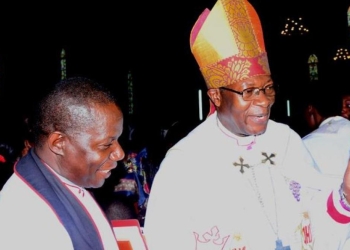 The Bishop of Namirembe Diocese Wilberforce Kityo Luwalira after the Easter prayers.