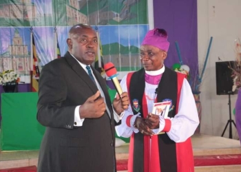 Minister Hon Chris Baryomunsi and Bishop Emeritus Eng. George Bagamuhunda