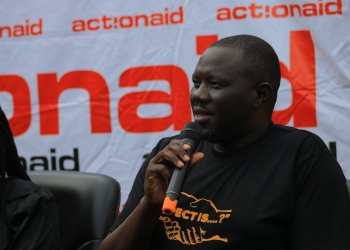 Xavier Ejoyi AAIU country Director addressing journalists at their offices in Kansanga on Monday.