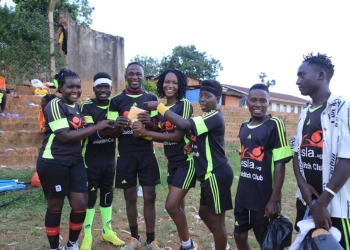 Some of the players of ELSA quadball team celebrating victory recently.