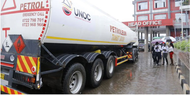 A fuel tanker at the launch of bulk petroleum imports by UNOC last year