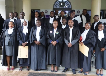 HW Rosemary Bareebe with the lawyers after the enrollment exercise.