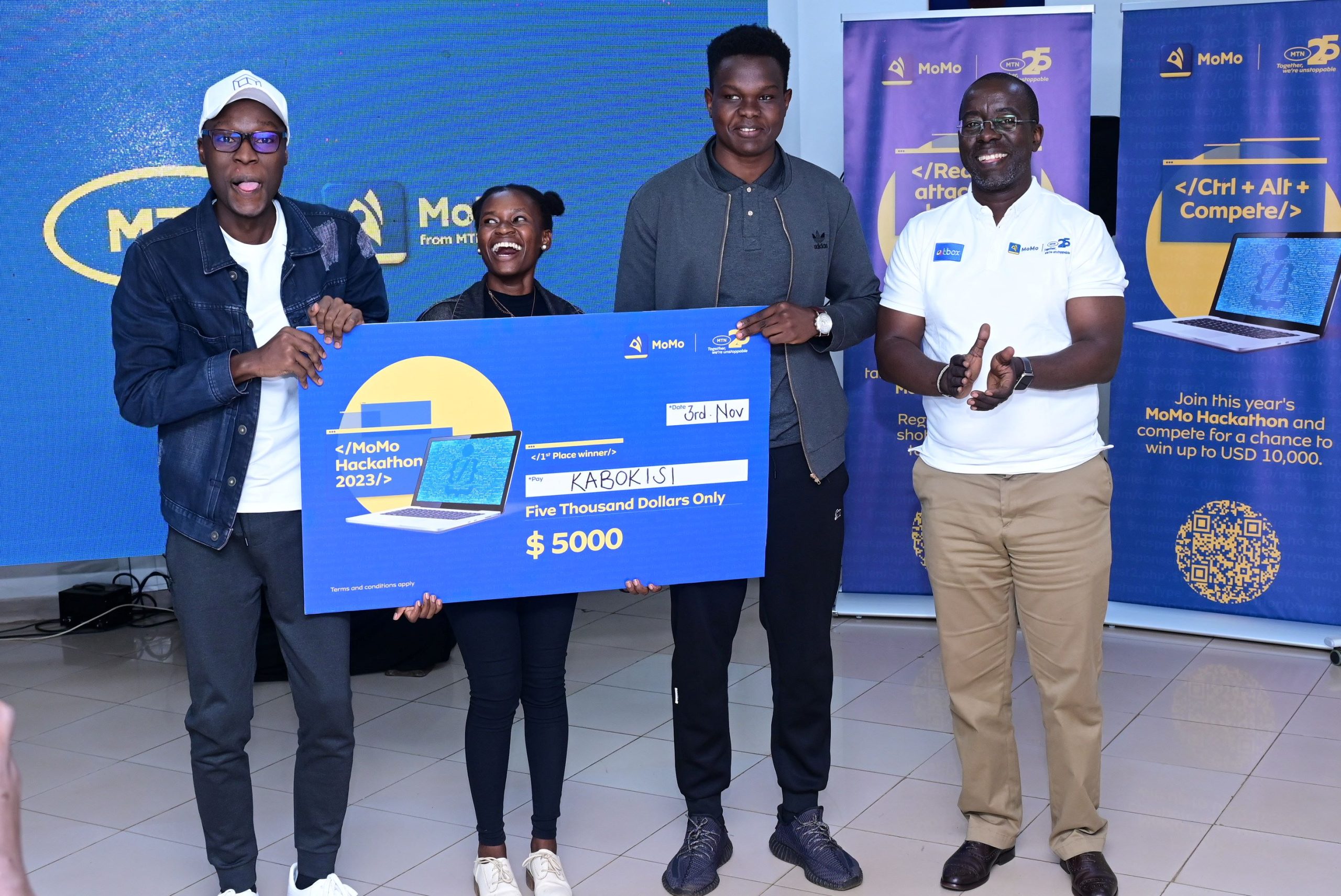 Team Alpha’s Kabokisi app; the winner of the 2023 MTN MoMo Hackathon and recipients of the $5,000 top prize