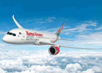 Kenya Airways Boeing 787-8 Dreamliner aircraft. Tanzania has suspended KQ flights to Dar-es-Salaam.