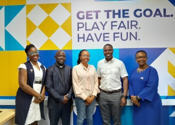 L-R: Jolly Kato - Head of retail and distribution, Reverand David Asiimwe, Anne Njeri - Chief operating Officer, Ambrose Kibuuka - CEO General and Deborah kakande - Head of Human Resources at the launch of the ICEA LION Insurance Agile Offices