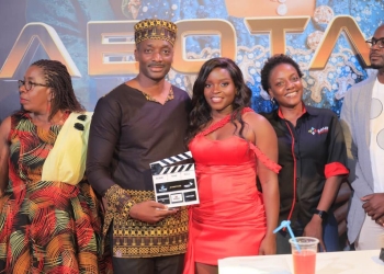 Mathew and Eleanor Nabwiso during the premiere