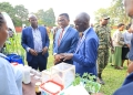 NARO Director General, Dr. Yona Baguma (right) explains a point to the Katikkiro (center)