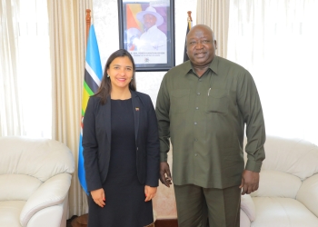 Minister for State for Foreign Affairs, Henry Oryem Okello, and Her Excellency Mrs. Fatima Fernandes Juarez, non-resident Ambassador of the Bolivarian Republic of Venezuela