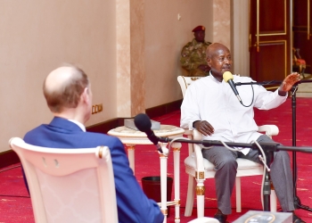 President Museveni meeting Prince Edward, the Duke of Edinburgh at State House Entebbe on Monday (PHOTO/PPU)