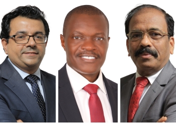 Left-Right: Azim H. A. Kassam, the Chairman, Board Of Directors; Godfrey Sebaana, the new Managing Director/CEO and Varghese Thambi, the outgoing Managing Director/CEO