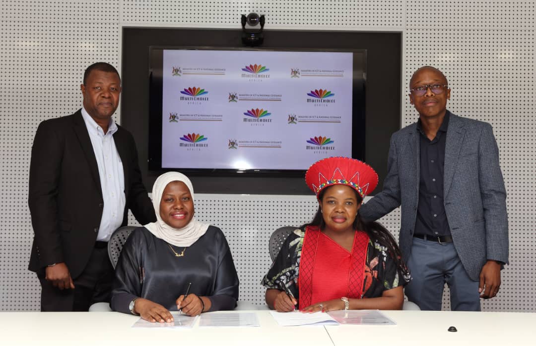 MultiChoice Uganda, Dr Aminah Zawedde, the PS, Ministry of ICT and National Guidance of Uganda, Fhulufhelo Badugela, the CEO for MultiChoice Africa Holdings and Dr Keabetswe Modimoeng Group Executive: Regulatory & Corporate Affairs (MultiChoice Group) celebrating the signing of the MoU between the two parties in Randburg yesterday